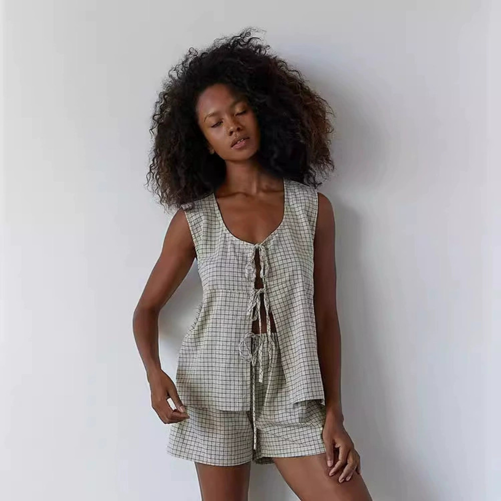 Zara Casual Beach Short Sleeve Tee and Drawstring Shorts Set